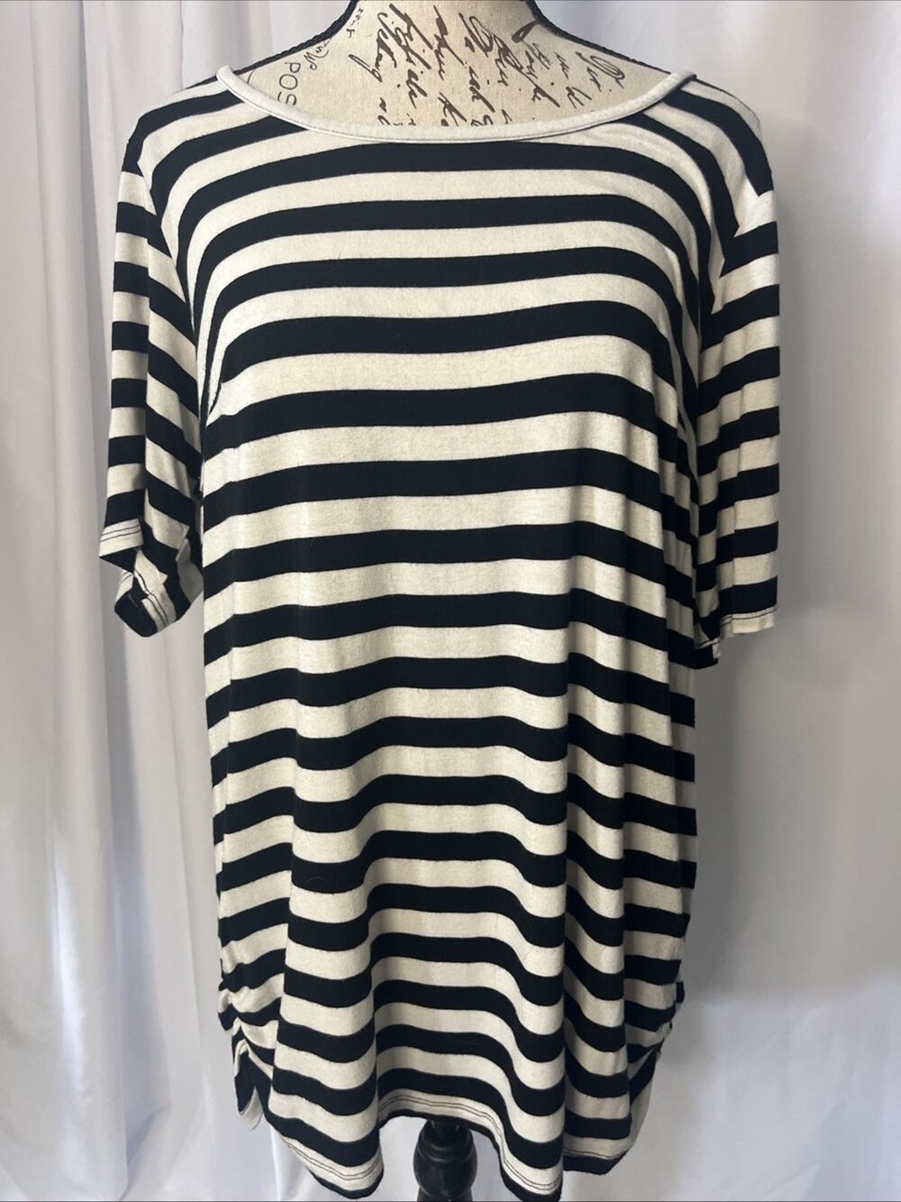 Alyx Black & White Striped Lace Back Top Women’s 1X